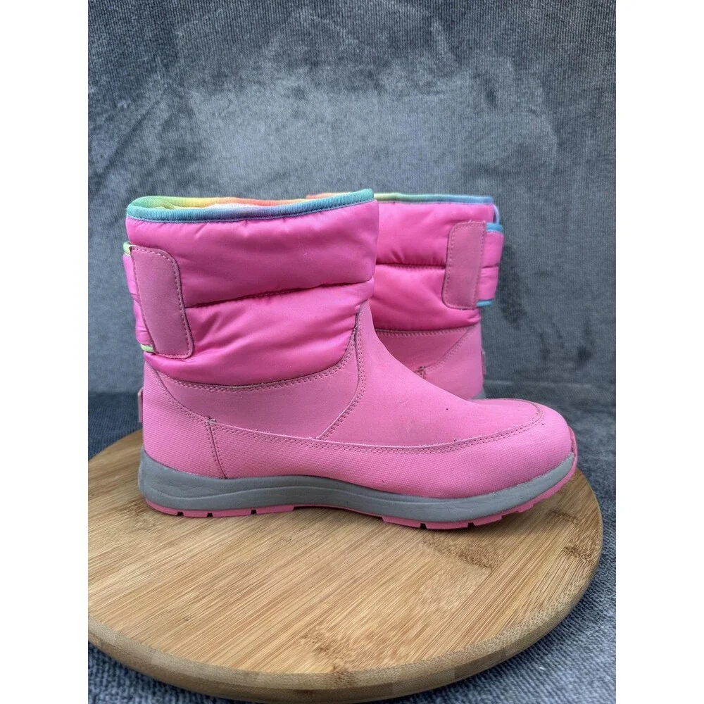 UGG Boots Youth Size 6 Pink Puffer Rainbow Trim 3M Thinsulate 200g Snow